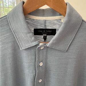 Rag & Bone Men’s Blue Slub Style Polo Shirt - Size Small - NEW w/ Tags